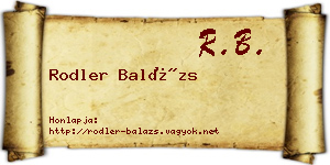 Rodler Balázs névjegykártya